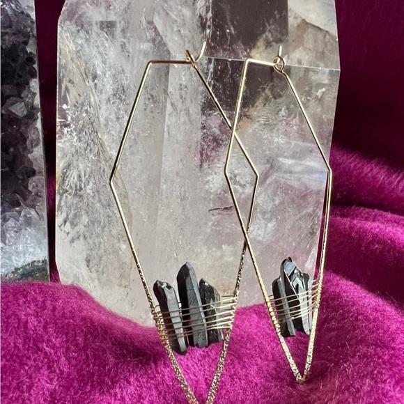 3 Hematite Crystals - Geometric Earrings